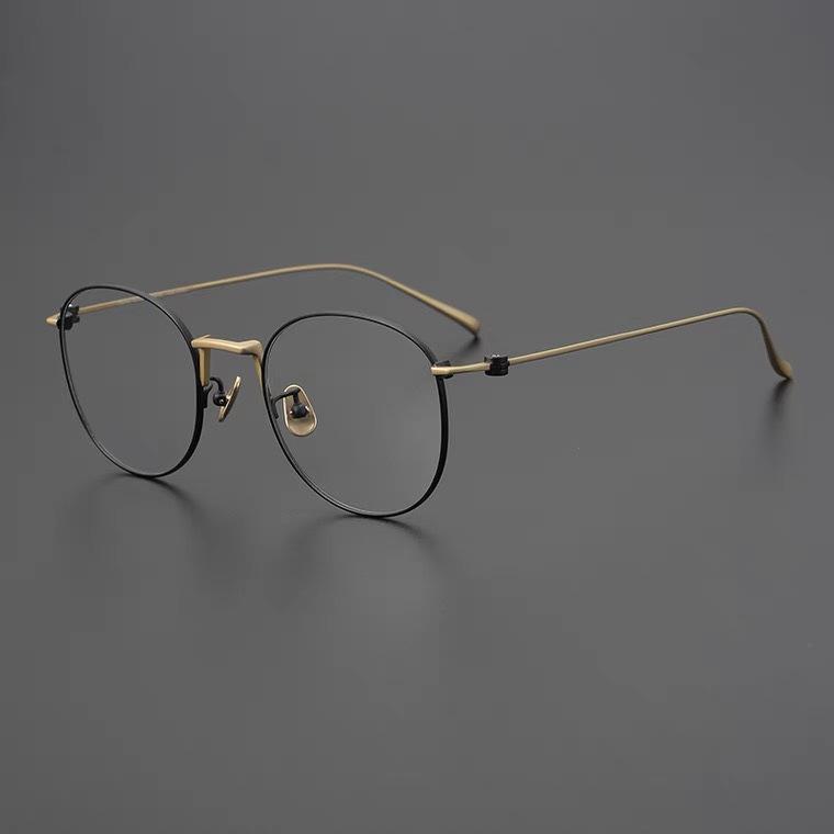 

Сверхлегкие двухцветные круглые оправы для очков для близорукости из чистого титана для женщин и мужчин