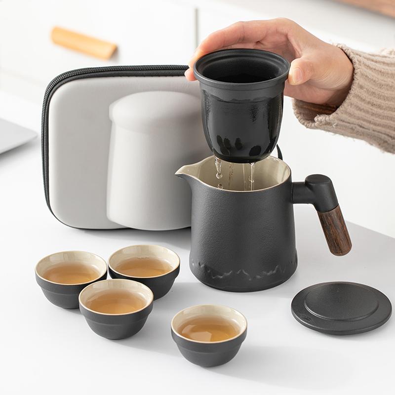 Portable Travel Tea Set Outdoor Portable Kung Fu Brewing Teapot Teacup Small Set Easy Camping Business Trip