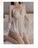 Butterfly Halterneck Ice Silk Lingerie Set with Sleeveless Nightgown and Sexy Back Detail.