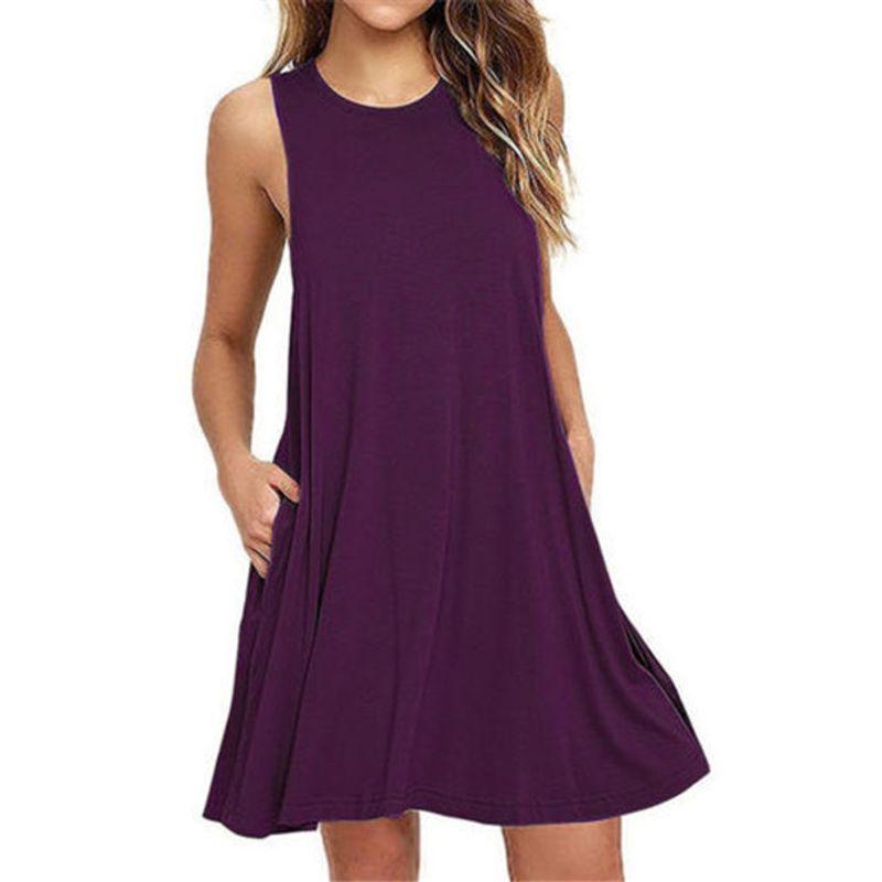 2018 Summer Women Casual Pocket Dress Ladies T Shirt Dresses