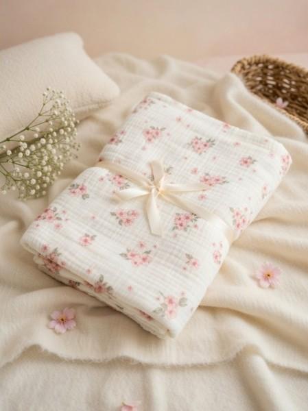 Muslin 2-piece bedding set / pillowcases for a 120x90 crib (powder blossom)