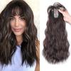 Body Wavy/Curly Hair Topper With Air Bangs For Women,Synthetic Hairpiece Clip in Hair Extension Add Volume Wig for Covering White Hair Hair Loss