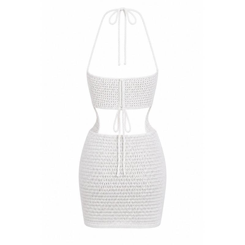 Sexy Hollow Out Strap Bodycon Mini Beach Dress