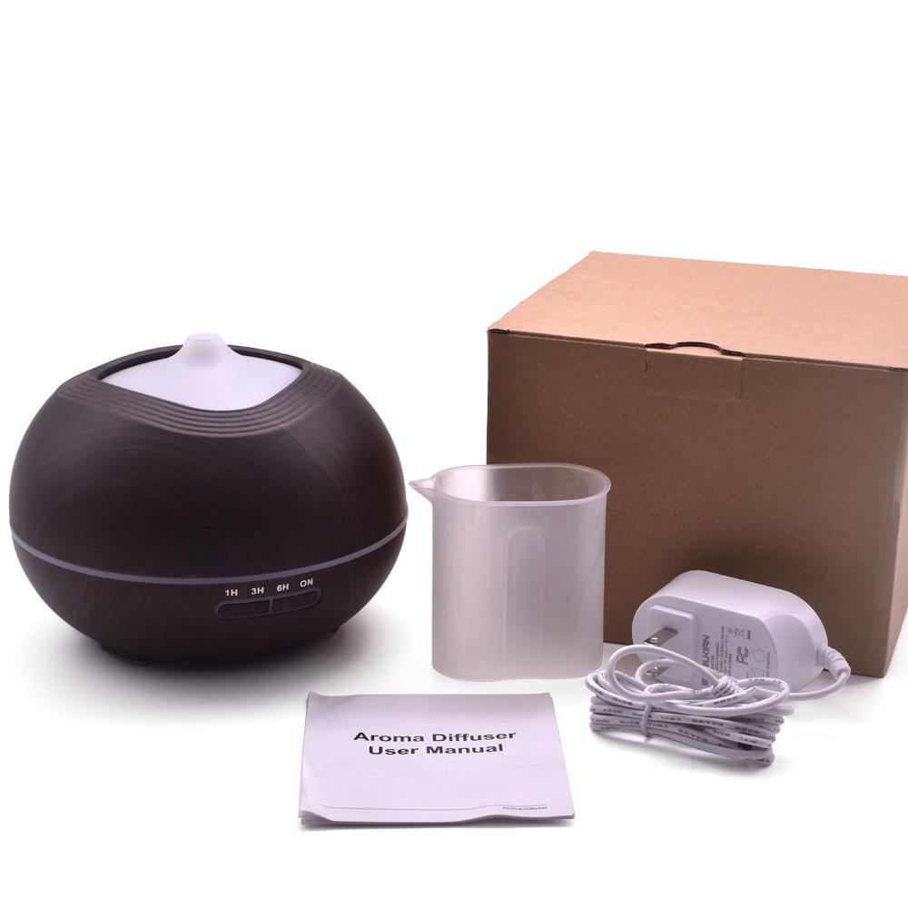 Diffusore di Aromi ad Ultrasuoni con Effetto Legno e Luce Colorata, Umidificatore da 400 ml per la Casa