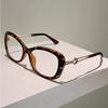 Metal Hollow-out Frame Anti Blue Light Cat Eye Eyeglasses Men Women Fashion Splicing Color Large Frame Street Photography Glasses