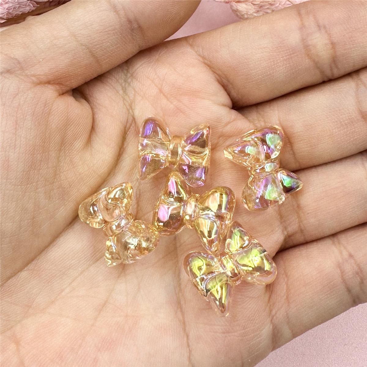 

10 шт., браслет «сделай сам», с прямым отверстием, головные уборы, цепочка для мобильного телефона, ювелирные аксессуары, бусины с бантом, прозрачные 14*15,5 мм, покрытие, красочные изысканные материалы оранжевый