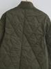 2023 Winter Women's Solid Color Diamond Grid Loose Cotton Jacket with Stand Collar