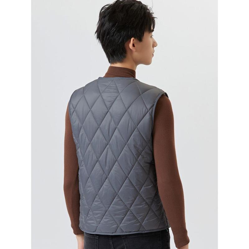 Thick Velvet Cotton Vest for Autumn and Winter Warm Men's Quilted Large Size Cardigan Base Home Vest Jacket