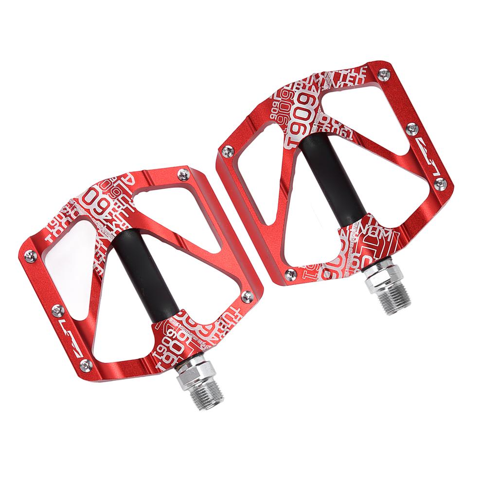 ENLEE 2Pcs Mountain Bike Pedal Bicycle Aluminum Alloy Bearing Pedal Ultra Light Palin Anti Slip PedalRed