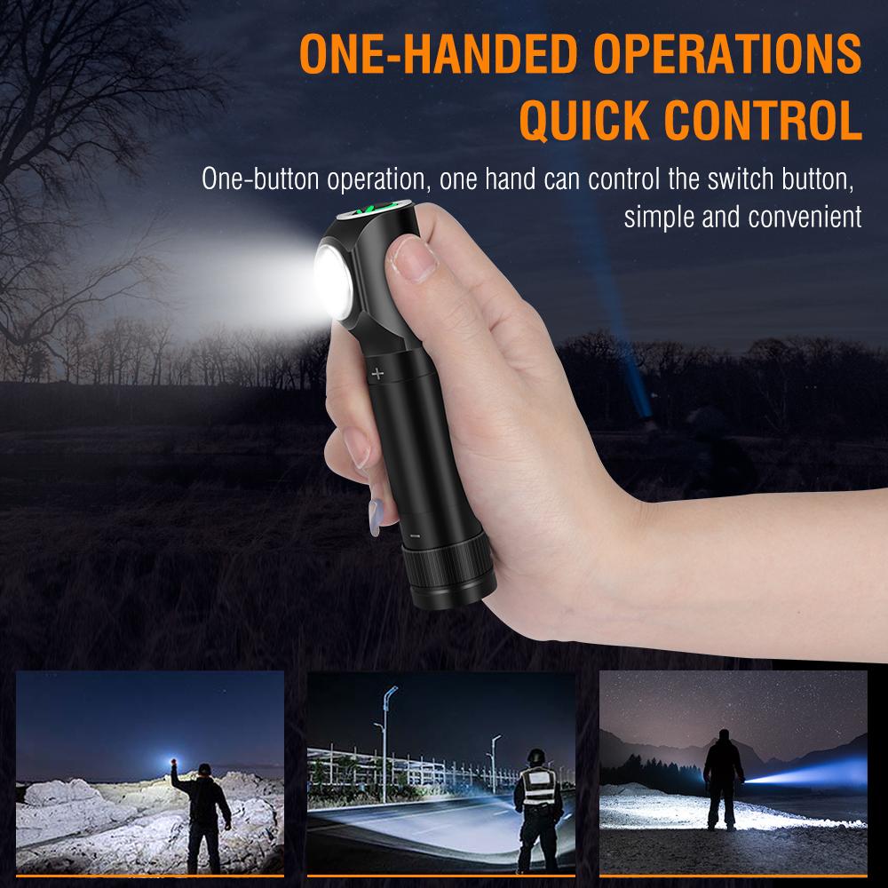 BORUIT HP100 LED Headlamp Headband Right Angle Flashlight 18650 TYPE-C Rechargeable Outdoor Head Lamp Torch Work Light