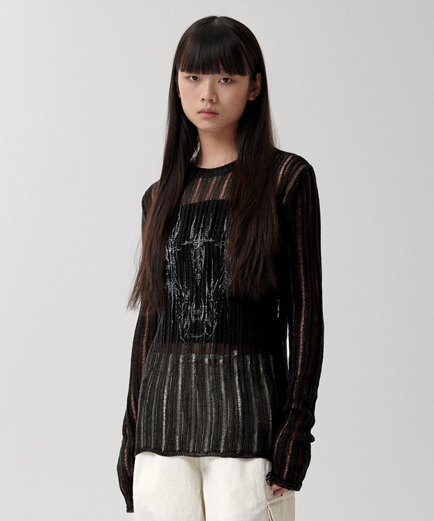 MAHAGRID Tattoo Crochet Knit Black(Mg2Fmfk615A)