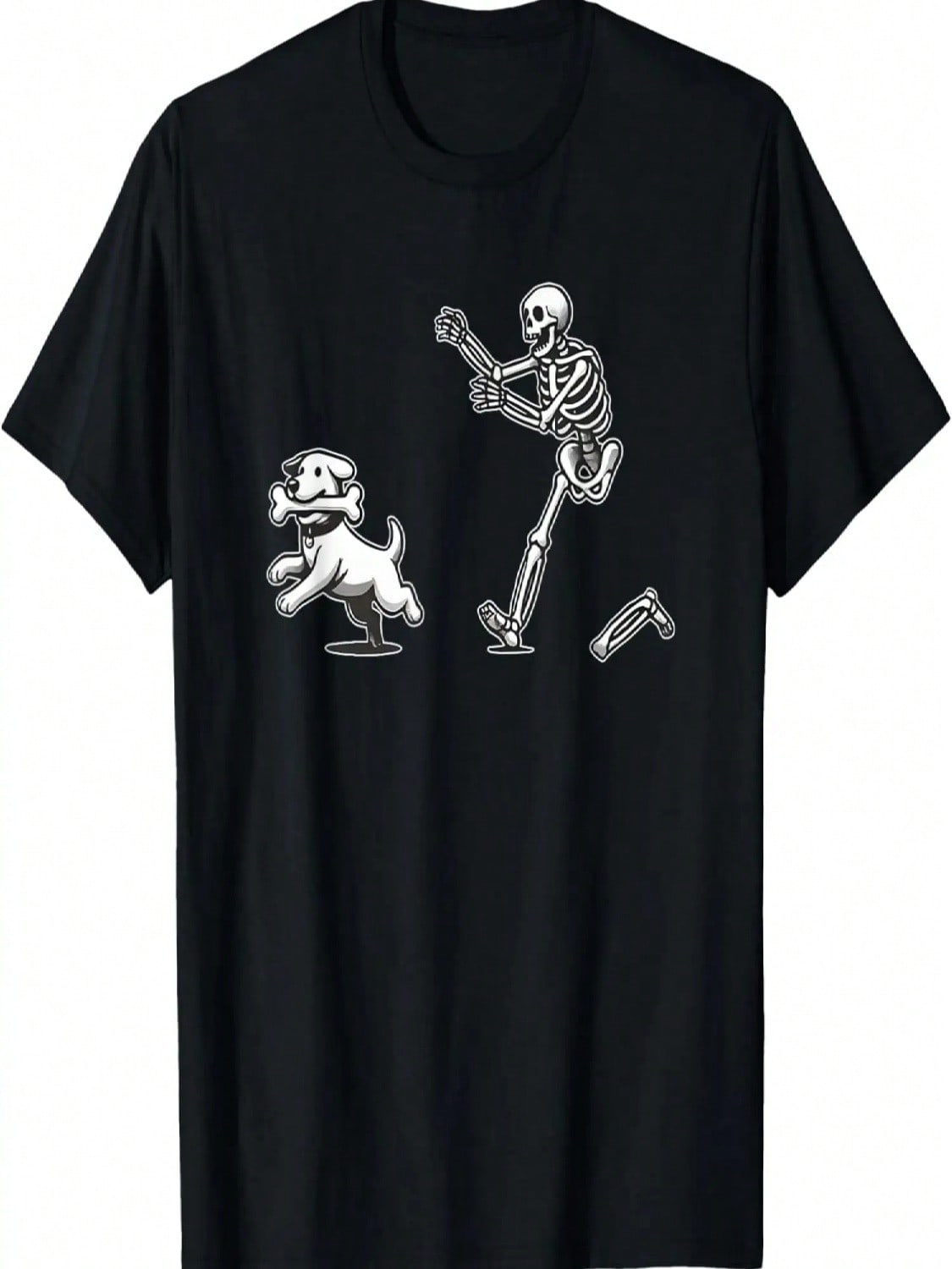 Halloween Dog, Funny Skeleton, Skeleton Chasing Dog T-Shirt S разноцветный