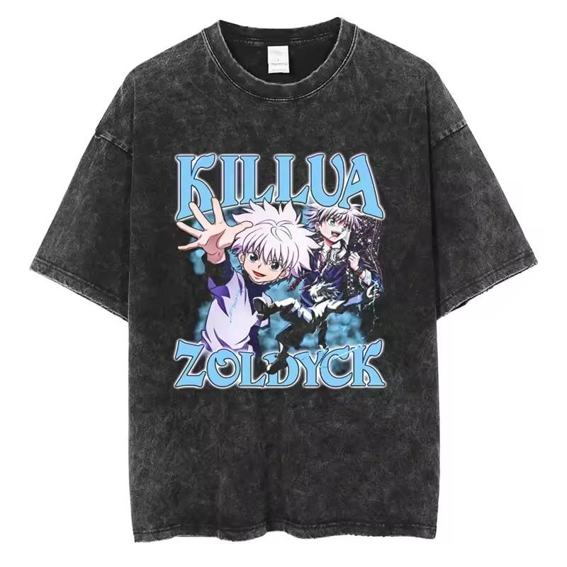 Killua Zoldyck Hunter X Hunter Manga Graphic Tshirt Men Women Clothes Oversized Washed Cotton Tshirt Short Sleeve Tees Tops