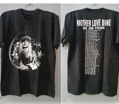 חולצת טי בסיסית שחורה Mother Love Bone Shaka On Tour 2 צדדים