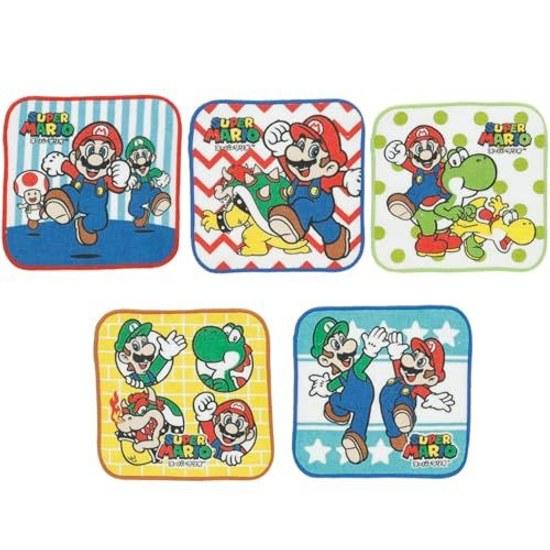Marushin Mini Towel Set 5 Mario World Character School Entrance Goods Preparation Nursery Kindergarten Elementary Boys