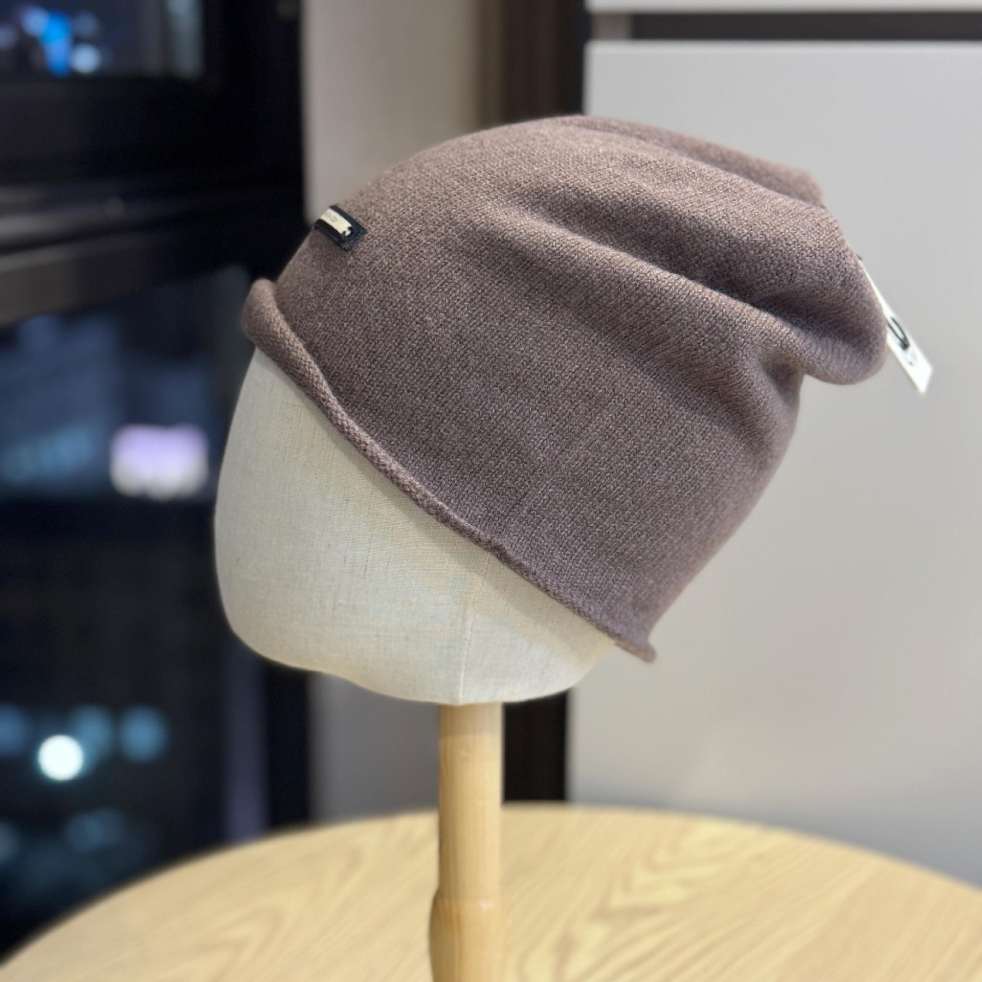 

Japanese Pure Wool Pile Hat for Women Autumn and Winter Warm Ear Protection Knitted Woolen Hat Large Head Circumference Pullover Hat one size