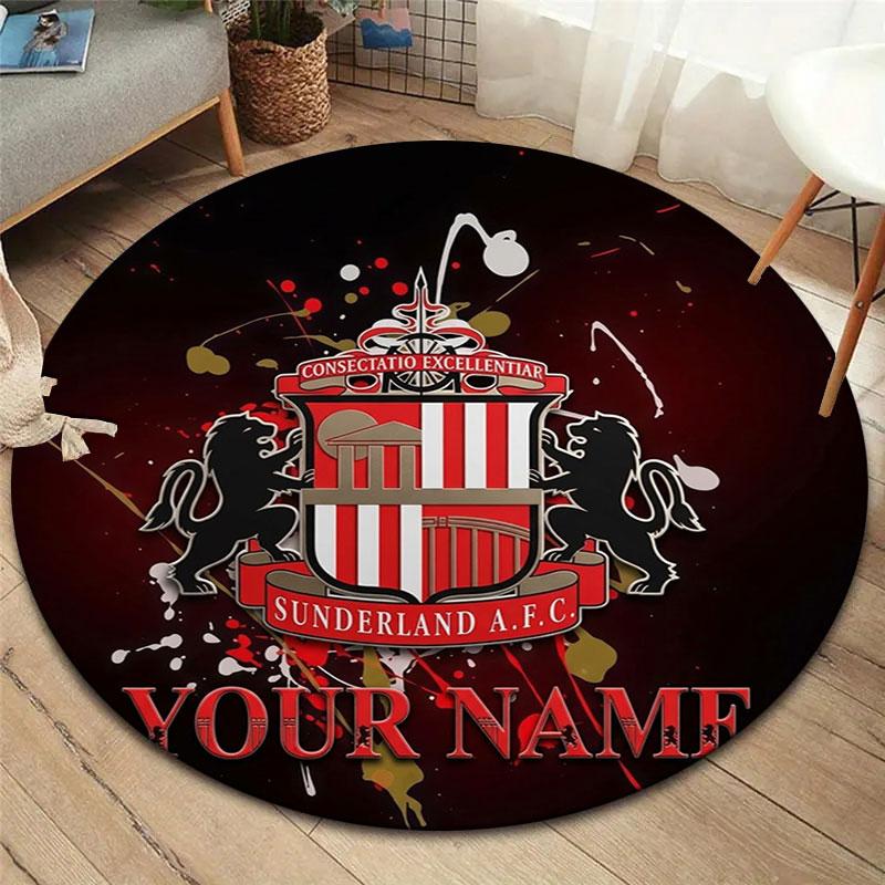 Sunderland A.F Custom Name Round Area Rug,Carpet Rug for Living Room Bedroom Sofa Playroom Decor,Non-slip Floor Mat
