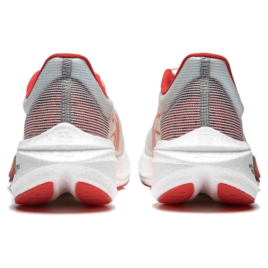Li Ning Feidian 3 Challenger Fabric Cushioning Abrasion Resistant Breathable Low top Running Shoes Women's Red White ARMT038-25