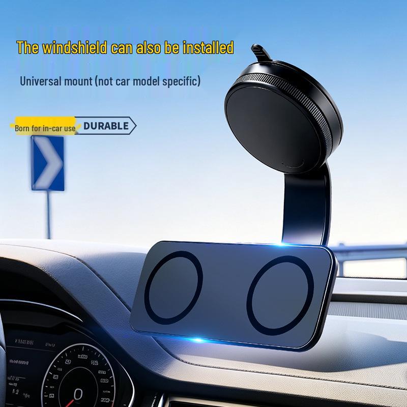 Adjustable Magnetic Car Phone Holder with Double Suction