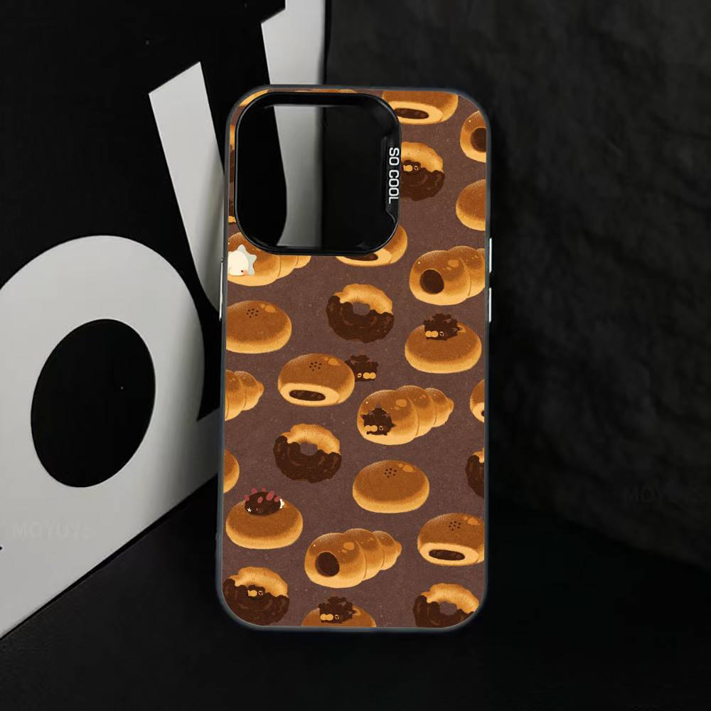 Cute Bread Illustration Phone Case For iPhone 17,16,15,14,13,12,11 Plus,Pro Max,XS,Colorful Silver Phone case Funda Cover iPhone15promax