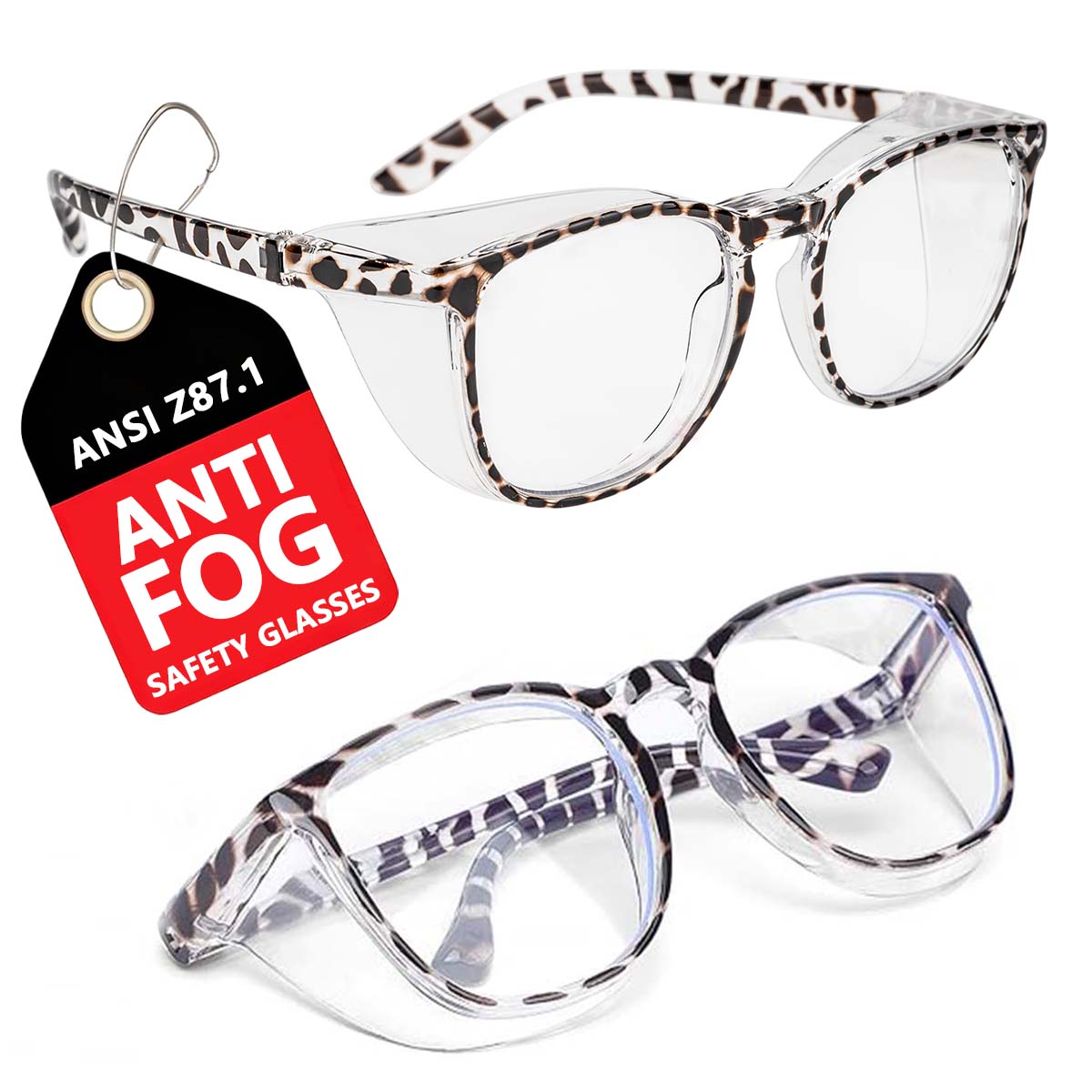 Bai Fen Bai Electronic 3C Unisex Leopard Safety Glasses For Women, Nurses Protective Eyewear,Anti Fog Safety Goggles,Model Hm9