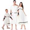 Greek Roman Mythology Warrior Costume Kids Boys Toga Dress Cosplay Outfit Short Sleeve White Performance