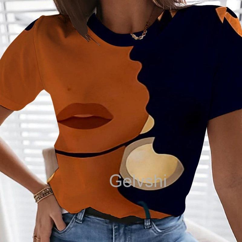 Women's T-Shirts Fashion 3d Floral Printing T Shirt Casual Tees Summer Clothing Basic Female Tops Print Oversized Pullover3171