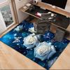 Blue Roses And Butterflies Office Rug Chair Mat, Entryway Carpet, Suitable for Front Door, Bedroom, Living Room, Desk, Holiday Gift