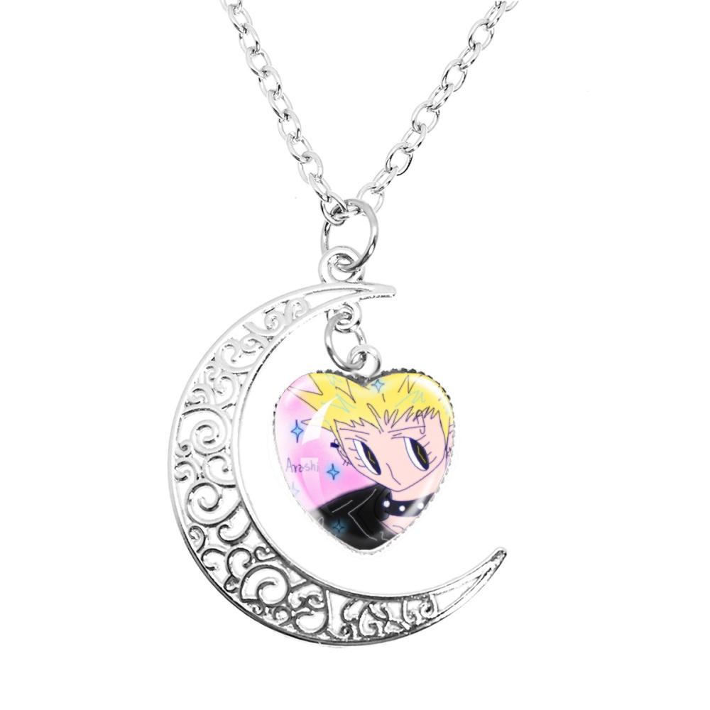 Anime Paradise Kiss Yukari Hayasaka Miwako Sakurada The Moon Necklace Glass Heart Shape Pendant Necklace Jewelry Charm Fans Gift