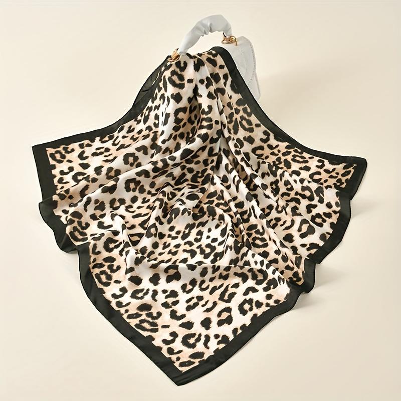 Luxury Leopard Print Square Scarf Women Soft Satin Hairband Neckerchief Tie Female Headband Foulard Mother's Day Gift