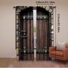 2Pcs Rustic Curtains Wooden Door Historical Vintage Exterior Medieval Structure Suitable For Bedroom Bathroom Living Room Dining