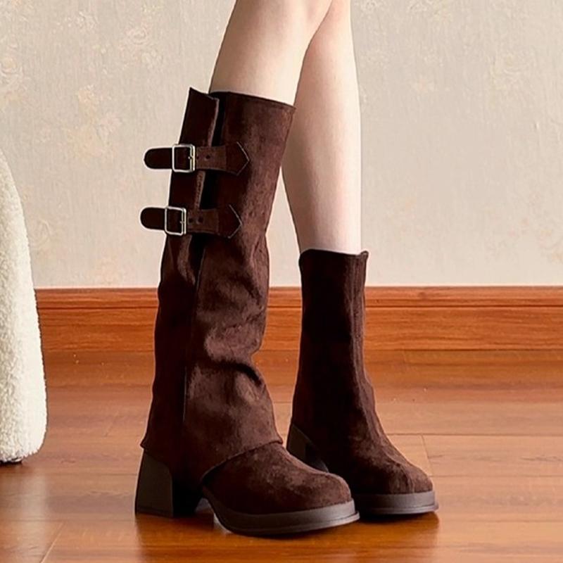 Fashion High Heels Women High Boots Chunky Designer Shoes Fashion Woman Pumps 2025 Autumn Dress Walking Casual Goth Chelsea Botas Mujer