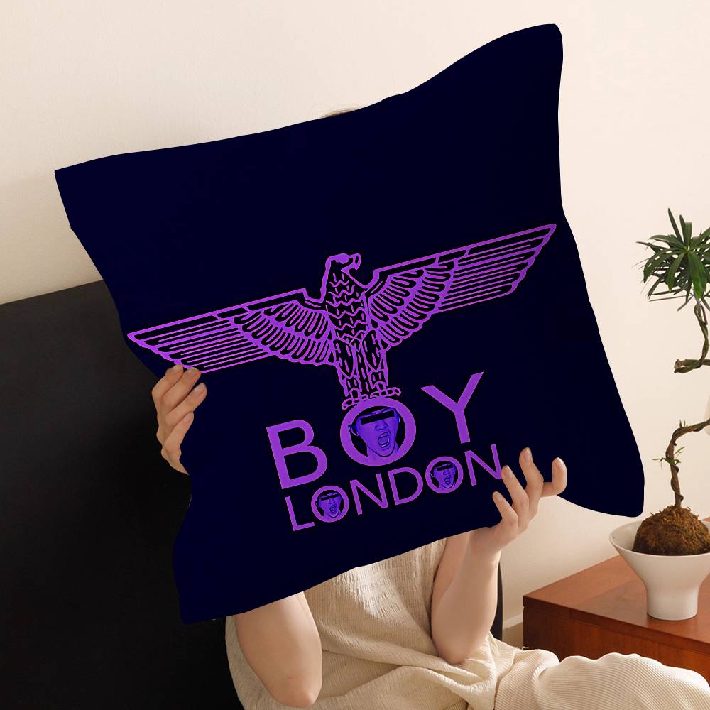 Classic B-Boy L-London Logo Pillow Covers Cartoon Sofa Decorative Home Double-Sided Printing Short Plush Cute Cushion Cover