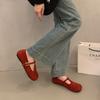 Retro Round Head Single Shoes Women's Autumn New Flat Bottom Soft Sole Soft Surface Versatile Shallow Mouth Mary Jane Women's Shoes