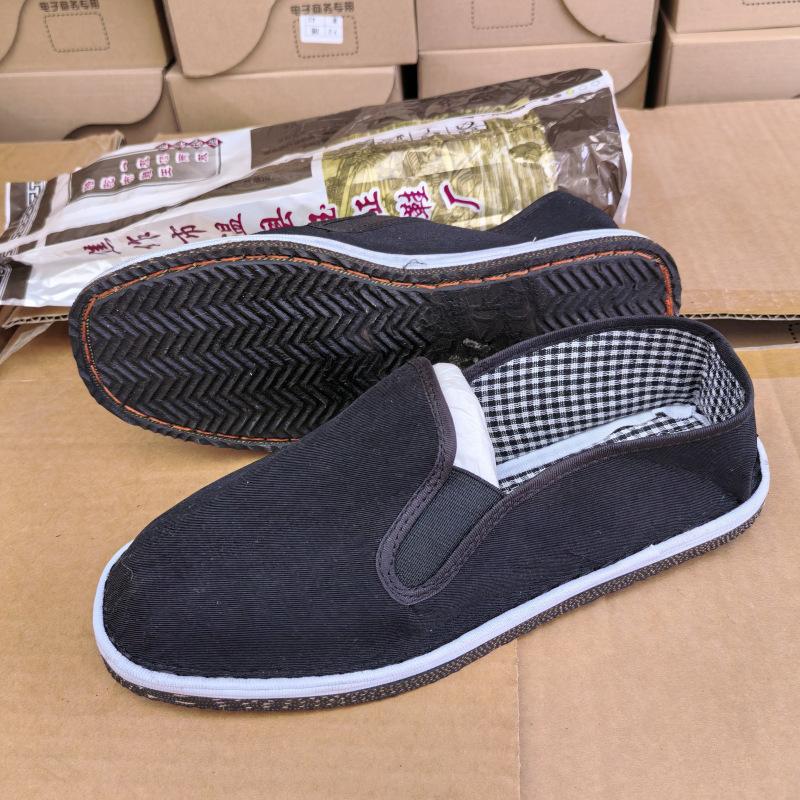 Black cloth shoes cloth shoes lasagna canvas single shoes flat bottom wear-resistant imitation tire sole driver shoes