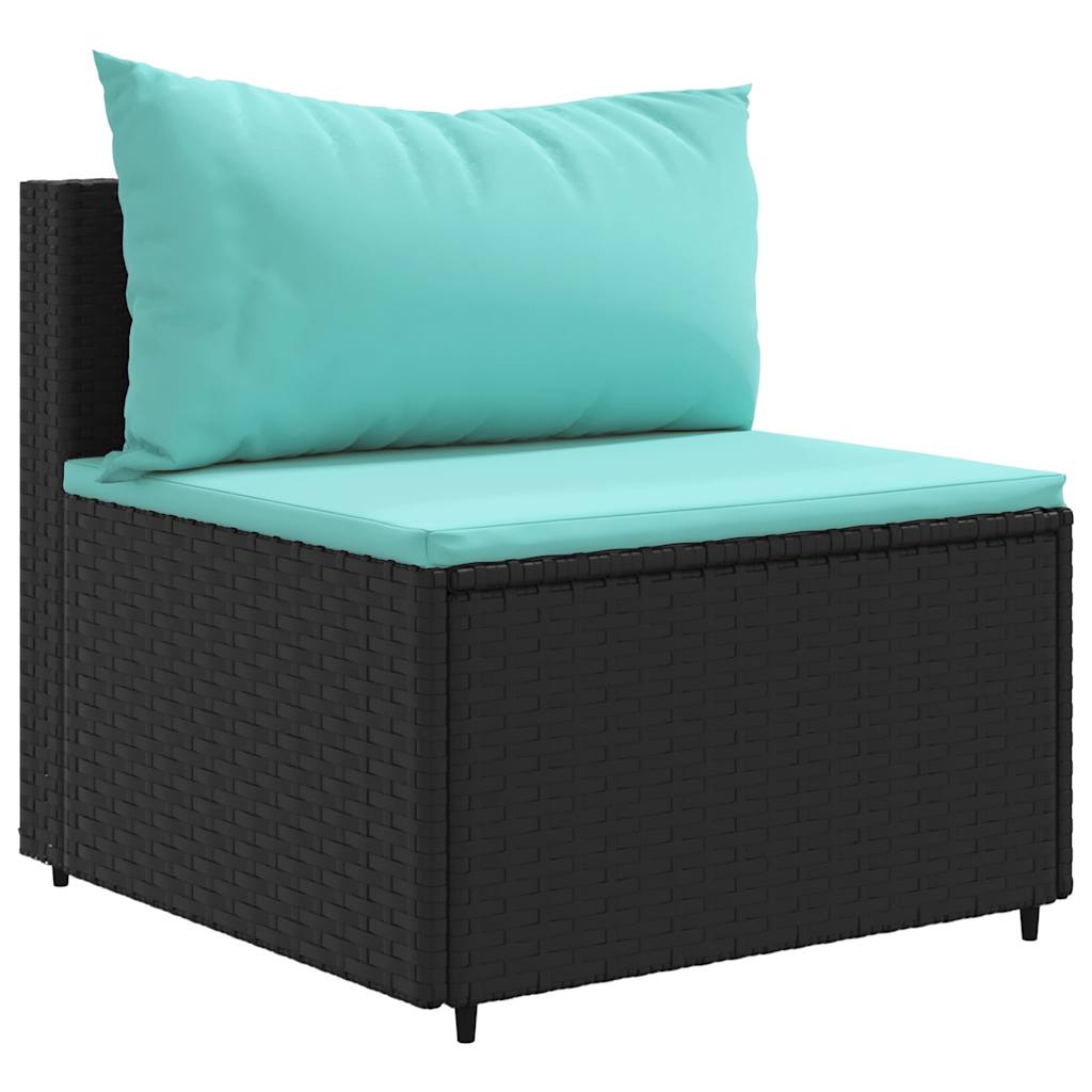 Vidaxl 7-Cz. Garden Lounge Set, Cushions, Black PE Rattan
