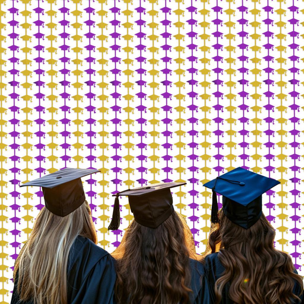 Yousheng Graduation Cap Rain Curtain 2025 Graduation Season Photo Booth Backdrop Tassel Curtain Congrats Grad Party Decorations