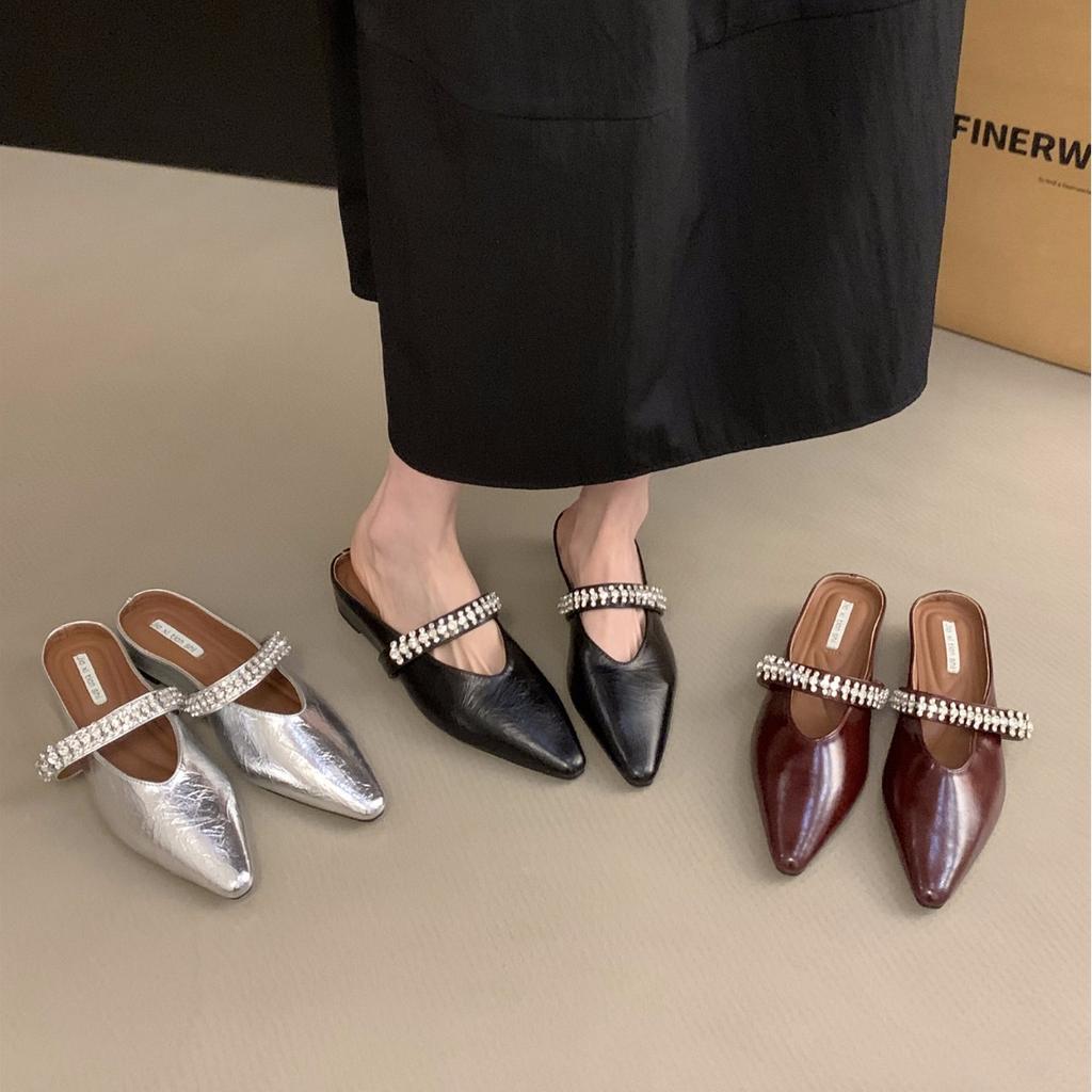 Innere Erhöhung Taschenkopf Halbschuhe Damenschuhe Oberbekleidung 2025 neuer Sommer spitz zulaufend Französische Mary Janes Halbschale einzelne Schuhe