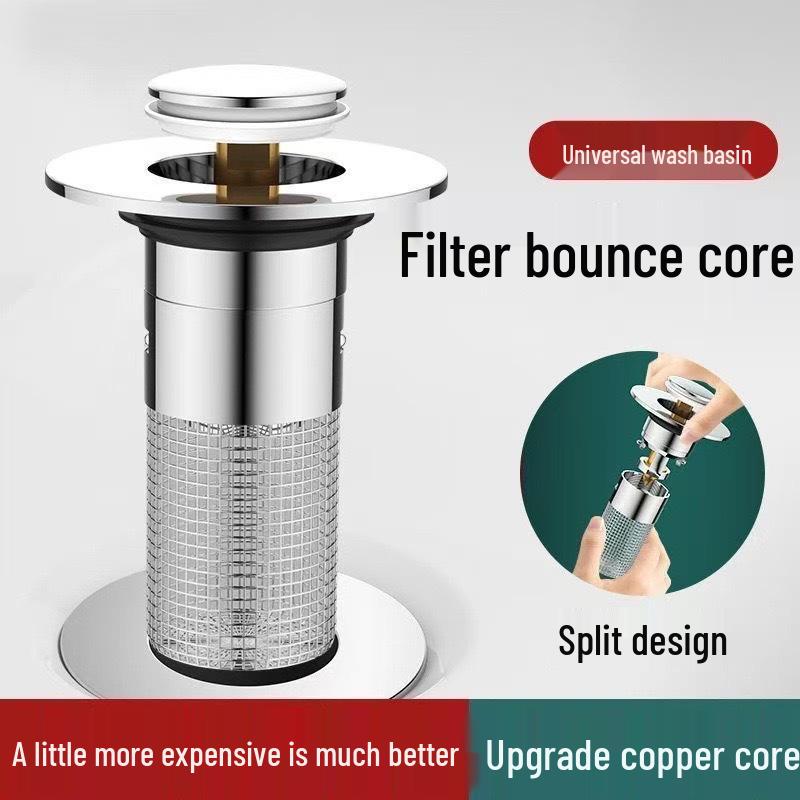 Universal 304 Steel Pop-Up Drain Filter: Anti-Insect, Anti-Odor, Anti-Clog Basin Mesh