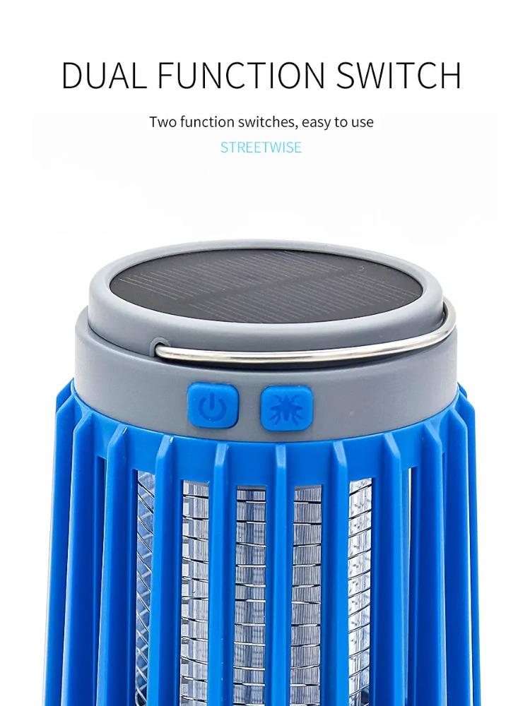 Electric Mosquito Killer Lamp UV Light Bug Zapper Trap Solar Charging Rechargeable Summer Fly Swatter Insect Killer Light