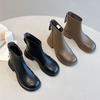 British style retro Martin boots women's autumn and winter 2025 new shoes fleece short boots versatile thick-soled elastic thin boots