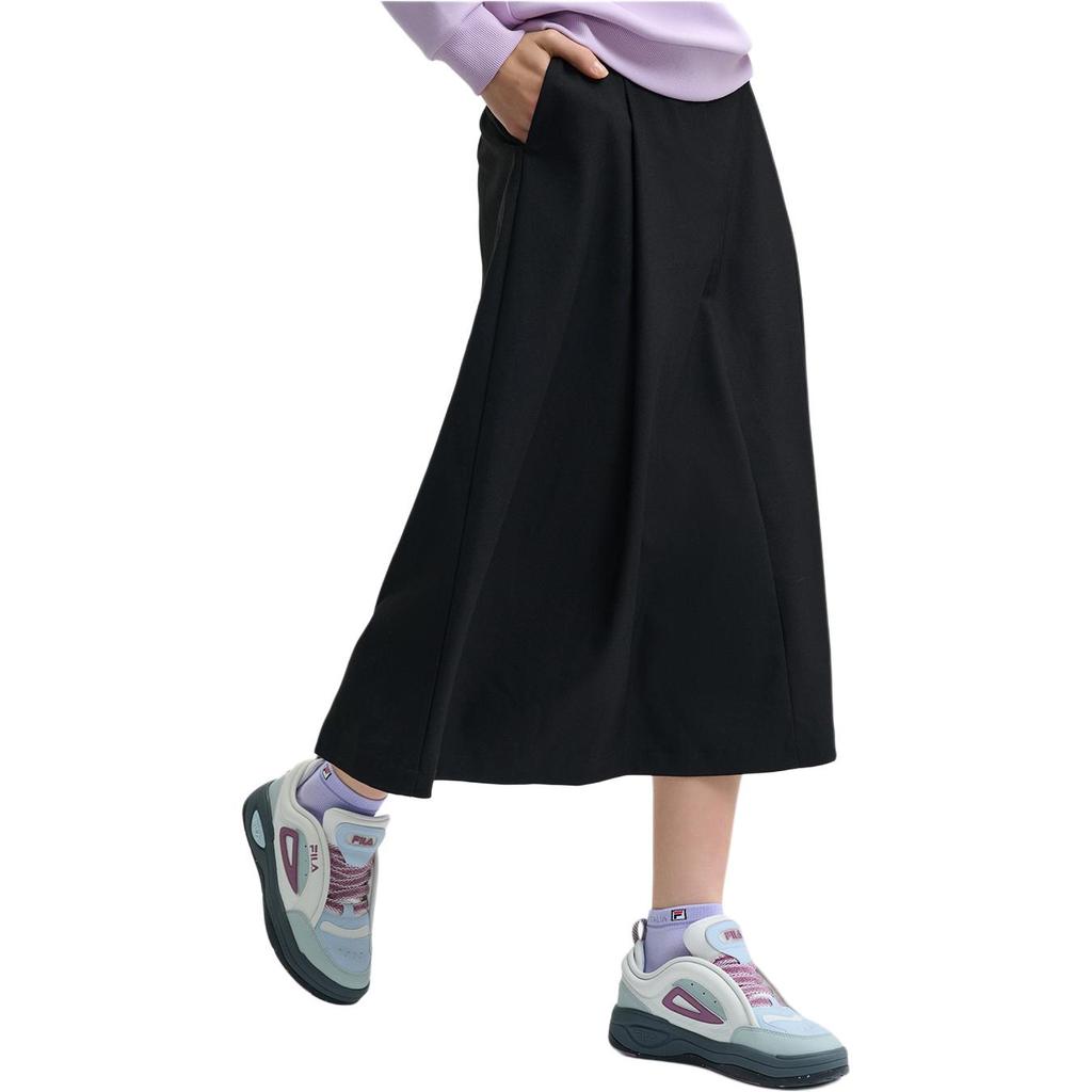 Fila Heritage Series Fashion Simple Loose Solid Color Casual Long Skirt Women Skirts Black F11W448302F-BK
