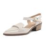 Fashion Women's New Spring/Summer Pointed Breathable Leather Cowhide Bag Heel Large Headed Middle Heel Muller Sandals