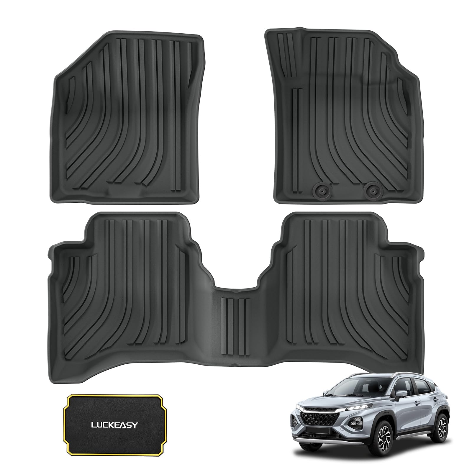 

LUCKEASY 3D Коврики для пола для серии Suzuki New Fronx Fronx TPE Индивидуальный Легкий Защитный Набор Коврик Отверстие для Стопора Не WD/WE (WDB3S/WEB3S, R6.10-Настоящее время) - чёрный