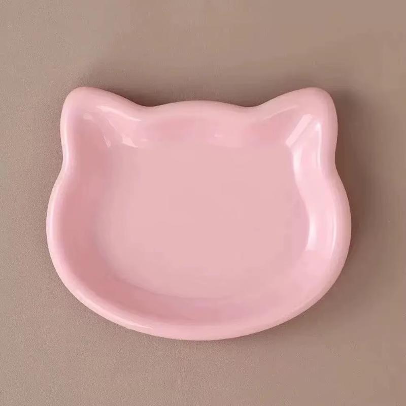 Cute Pastel Cat Shaped Pet Bowl 1PCS Non Slip Food Safe Material Feeding Dish for Household Cats Kittens