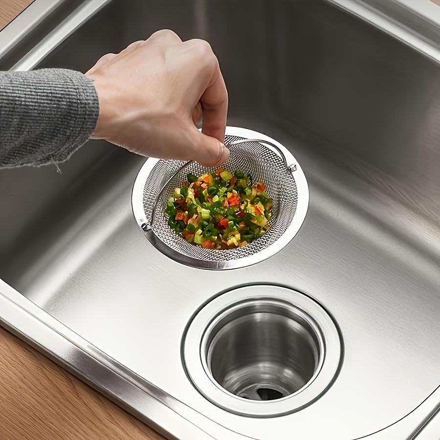 Spülbeckenfilter aus Edelstahl mit Griff Edelstahl Rostfreies Maschensieb Abfluss, Küchen- und Badezimmerspüle, Leicht zu reinigendes, verstopfungsresistentes Design