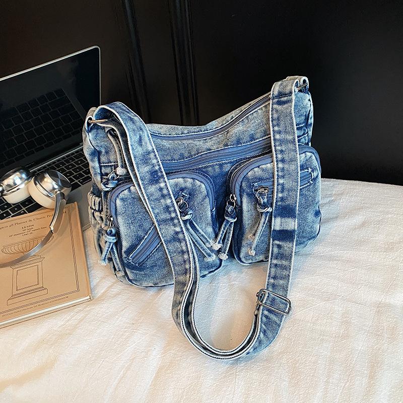 Bag Women's Fashion Trend Japanese and Korean Version Women's Bag Small Square Bag 2025 New Simple Shoulder Bag Denim Bag Messenger Bag