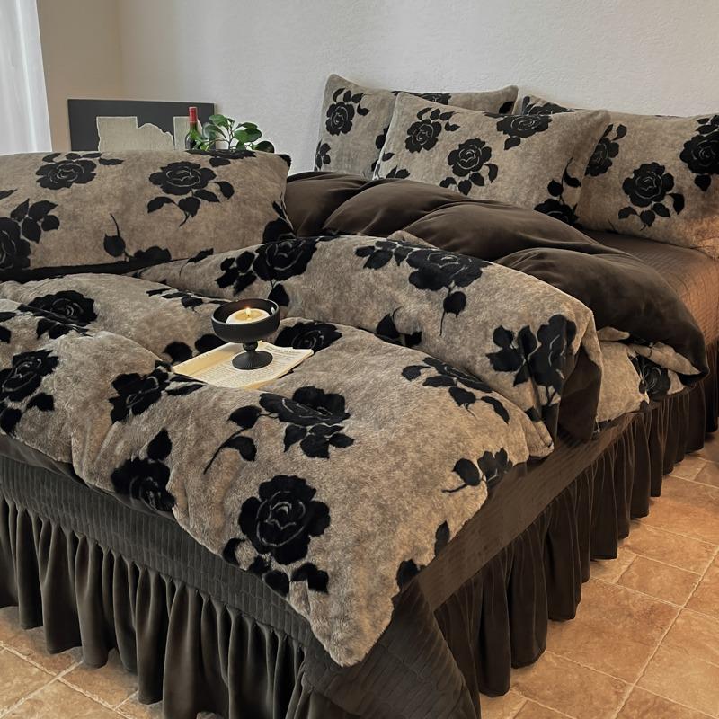 2025 Merlad Double-Sided Furry Velvet Bedspread & Sheet Set