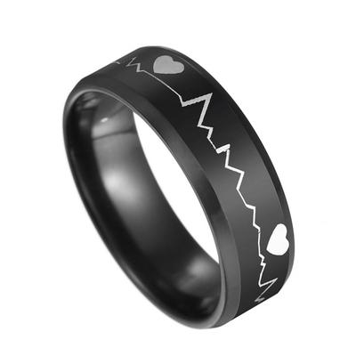 Mode Männer EKG Herzschlag Band Finger Ring Party Club Schmuck Geburtstag Geschenk