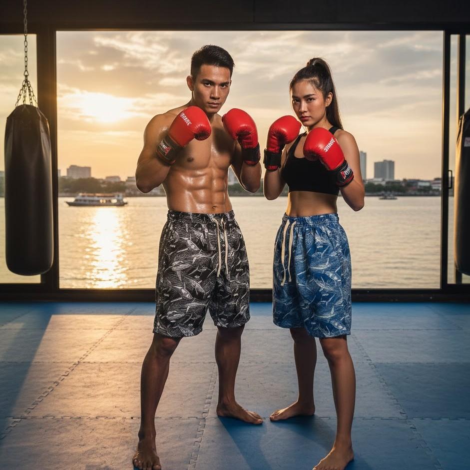 Shark Fish Ocen Sea Boxing Muay Thai Kickboxing Training Shorts Print Martial Art Boxer Unisex Men Women Kid Fighting Fitness Sport Gym Workout